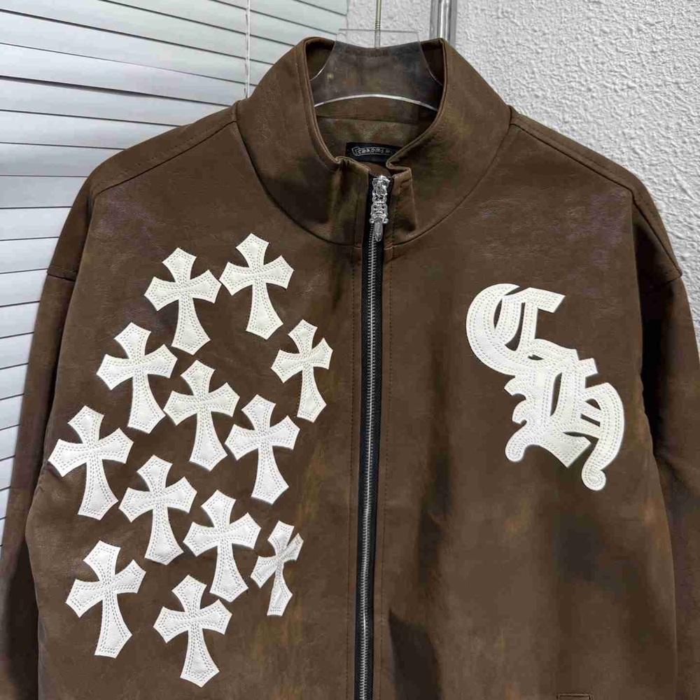 Chrome Hearts Brown Bomber with White Crosses - Picture 3 of 10